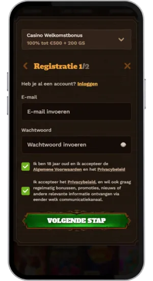 Maak een account aan en stort